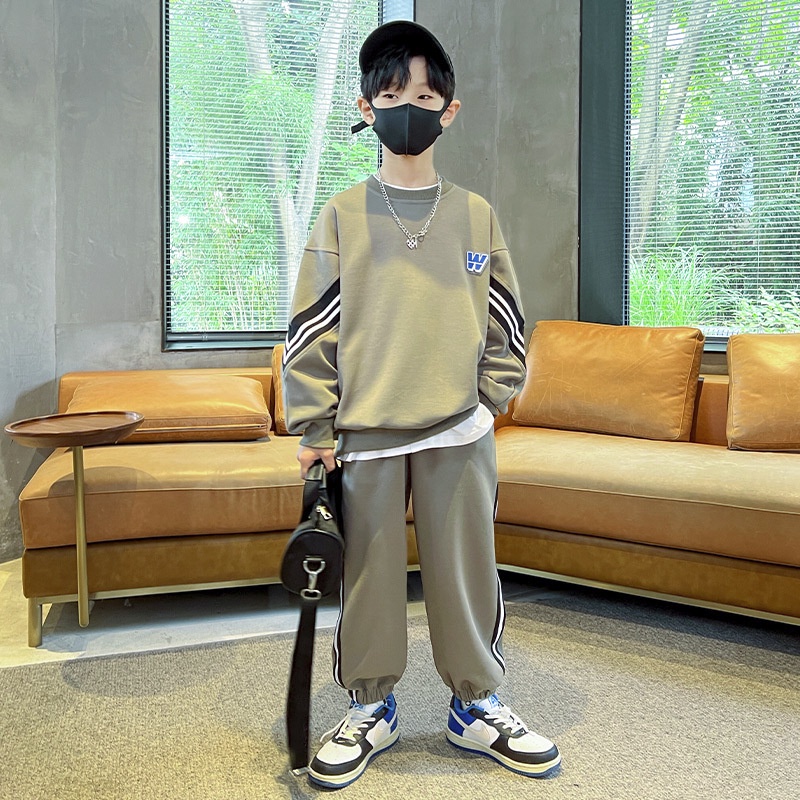 120-170 ซม.เด็กเสื้อผ้าเด็กแขนยาวกางเกงสูทเด็กใหญ่เสื้อเด็ก Tie-Leg กางเกงหลวมกี