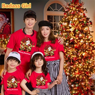 🎅คริสต์มาส🎄 Merry Christmas เสื้อยืด กวางเรนเดียร์ พิมพ์ลายซานต้าคลอส สําหรับเด็กผู้ชาย และเด็กผู้หญิง ME11601