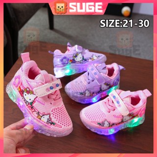 ✓✽✱【Suge】Size21-30 รองเท้าเรืองแสง ลายแมวน่ารัก สําหรับเด็กผู้หญิง รองเท้าเจ้าหญิง