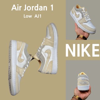 （ยิงจริง）Nike Air Jordan 1 Low AJ1 ขาวเทา ของแท้100%💯รองเท้าผ้าใบ รองเท้า รองเท้าวิ่ง รองเท้า nike-1-4