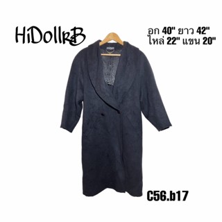 HiDollrB coat black cupra เสื้อโค้ทสีดำทรงยาวผ้า Cupra อก 40” ยาว 42 ไม่มีตำหนิ C56.b17[used]