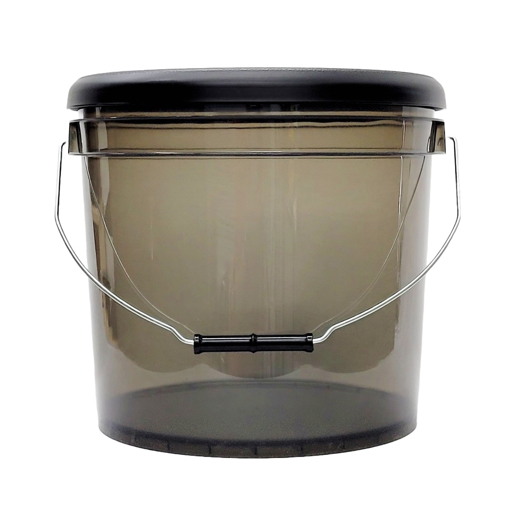 CAR WASH BUCKET WITH LID COVER - 13L & 20L - TRANSPARENT BLACK