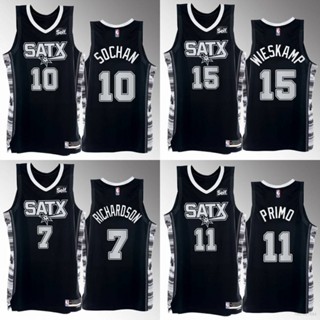 เสื้อกีฬาบาสเก็ตบอล ลายทีม Estar 22 23 NBA Jersey Spurs Sochan Wieskamp Primo Richardson สีดํา