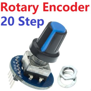 Digital rotary encoder module rotary potentiometer rotary potentiometer with cap หมุน 1 รอบได้ 20Pulseพร้อมหัวน๊อตลูกบิด