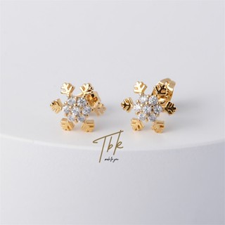 TBK ต่างหูคริสมาสต์ ตุ้มหูเพชร มินิมอล earrings เพชร cz ห่วงเพชร แฟชั่นเกาหลี ผู้หญิง ต่างหูระย้า รูปเกล็ดหิมะ คริสต์มาส เครื่องประดับแฟชั่น สําหรับผู้หญิง 445e