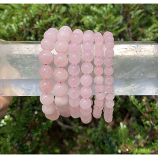 Natural Rose Quartz  Bead Bracelet, Genuine Round Beaded Healing Crystal Bracelet Men Women Stretchy Bracelet