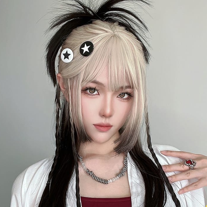 RSW DAILY LOLITA ผมผู้หญิง WIG 10257 60 ซม. GOLD GRADATION BLACK BROWN HIME CUT