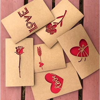 พร้อมส่ง การ์ด DIY การ์ดวาเลนไทน์ อวยพร รูปกุหลาบ หัวใจ