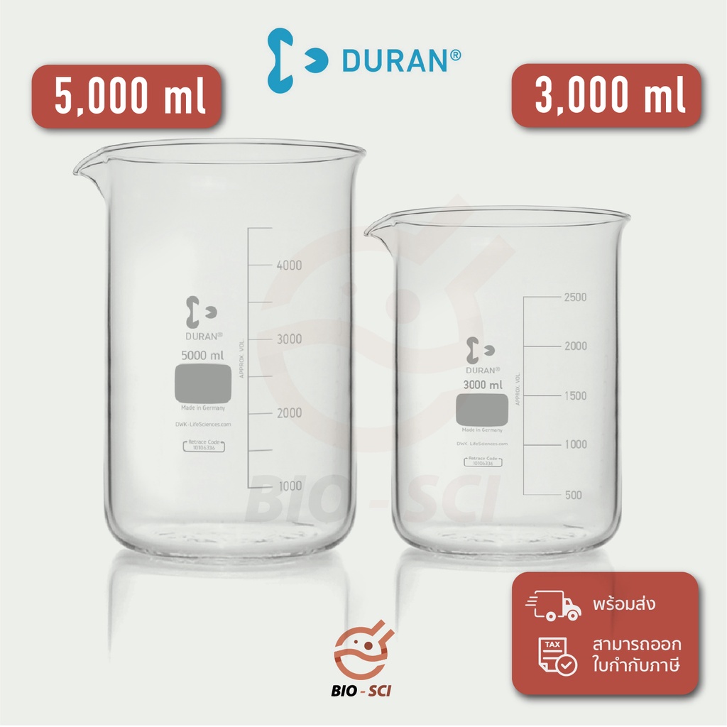 บีกเกอร์แก้วไซด์ใหญ่ นําเข้าจาก Germany, มาตราฐาน ISO/DIN, Food grade (Beaker glass) อ่านรายละเอียดก่อนสั่งสินค้า