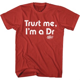 Trust Me Dr. Pepper T-Shirt เสื้อเชิ้ตชาย เสื้อยื เสื้อยืดคอกลม เสื้อยืดเท่