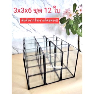 🔥โหลปลากัด 3x3x6 ชุด 12 ใบ กระจกหนา 3 มิล🔥งานสวยราคาถูกกก‼️