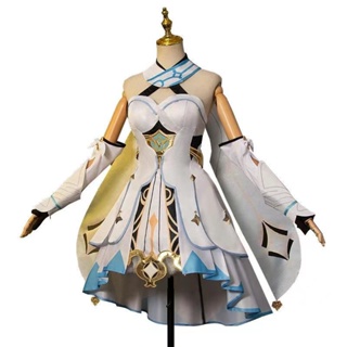 Game Genshin Impact traveler Lumine Cosplay Costume Lumine Set and Lumine Wig