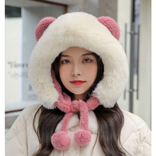 แฟชั่นเกาหลี หมวกกันหนาว ปุกปุย นุ่ม อบอุ่น น่ารัก ขนปุย กันหนาว Hood winter snow fur lovely ear protection new style