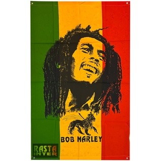 ธง ลาย Bob Marley  เอียงคอ พื้น 3 สี