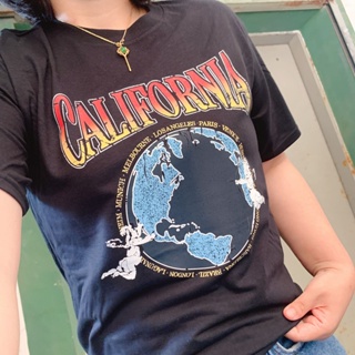 2022 California Earth พิมพ์ผู้หญิงฤดูร้อน Casual T เสื้อสีขาวผ้าฝ้ายหลวมเสื้อแขนสั้นหญิง Tees