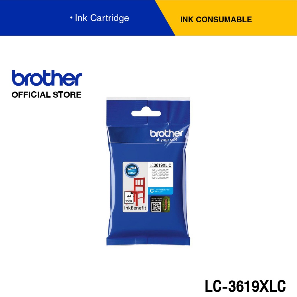 Brother LC3619XLC ตลับหมึก สีฟ้า สำหรับเครื่องอิงค์เจ็ทรุ่น MFC-J2330DW, MFC-J2730DW, MFC-J3530DW , MFC-J3930DW