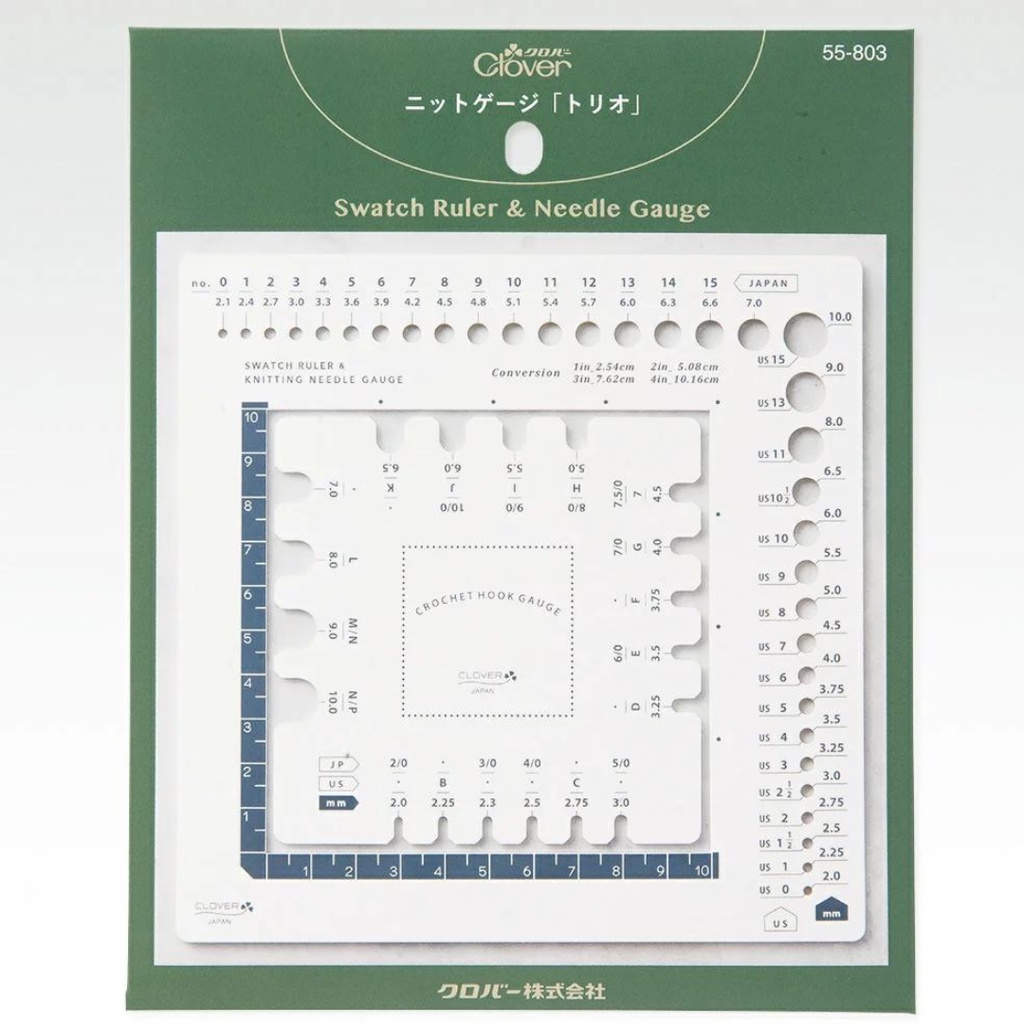Clover Swatch ruler & Needle gauge แผ่นวัดสเกล เข็มนิตติ้งและโครเชต์ 55-803