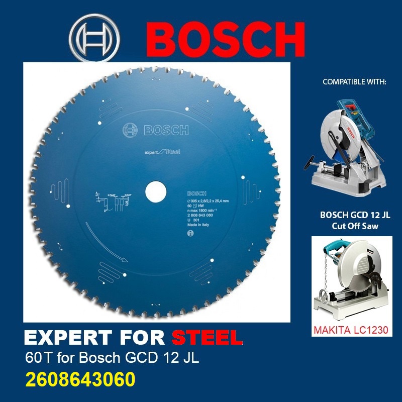 BOSCH ใบเลื่อยวงเดือนตัดเหล็ก ขนาด 12 นิ้ว EXPERT FOR STEEL (สำหรับ GCD 12JL) ของแท้100% MADE IN ITA