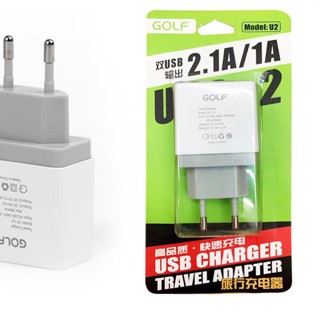 Golf  รุ่น U2  Adapter หัวชาร์จ 2พอร์ตUSB หัวชาร์จแบบขากลม (2.1A / 1A)