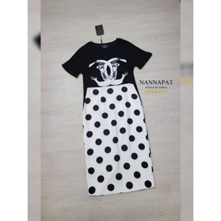 เซ็ตเสื้อยืดแขนสั้น และกระโปรงลายจุด (C003) Nannapat