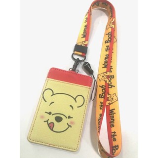 สายคล้องคอ สายคล้องบัตร ที่ใส่บัตร ซองใส่บัตร ที่ใส่บัตร พร้อมสายคล้องคอ ลาย   Pooh  face  หมีพูห์  เหลือง แดง     งานดี