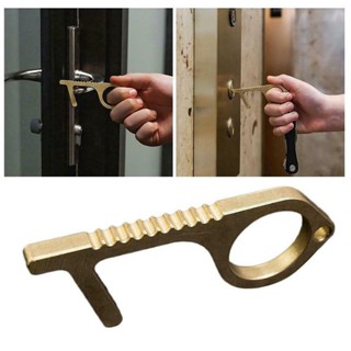 Hygiene Hand Antimicrobial Brass Edc Door Opener Portable No-Touch Press Elevator Tool Door Handle Key