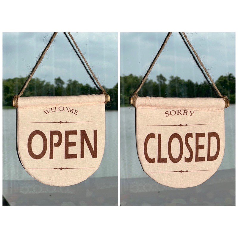 ป้ายตกแต่งร้าน ป้าย Open-Closed ป้ายเปิดปิดร้าน ป้ายติดนูนมีมิติ แถมจุ๊บติดกระจก+เชือก พร้อมส่ง