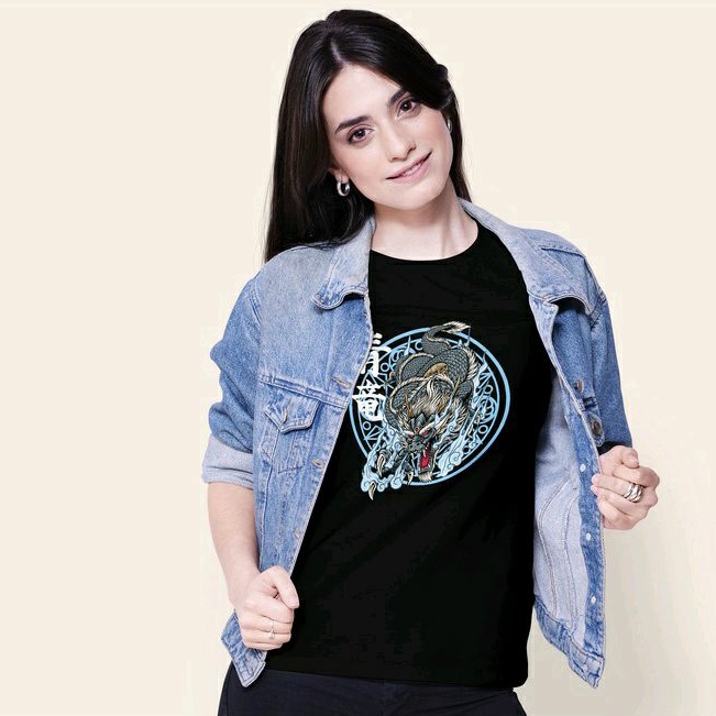 DRABLAZE เสื้อยืด 100% Cotton Comb สกรีนมังกรฟ้า เทพมังกรเซริว เทพ4ทิศ Seiryu Blue Dragon Four Symbols คอกลม คอตตอนคอมบ์ #4