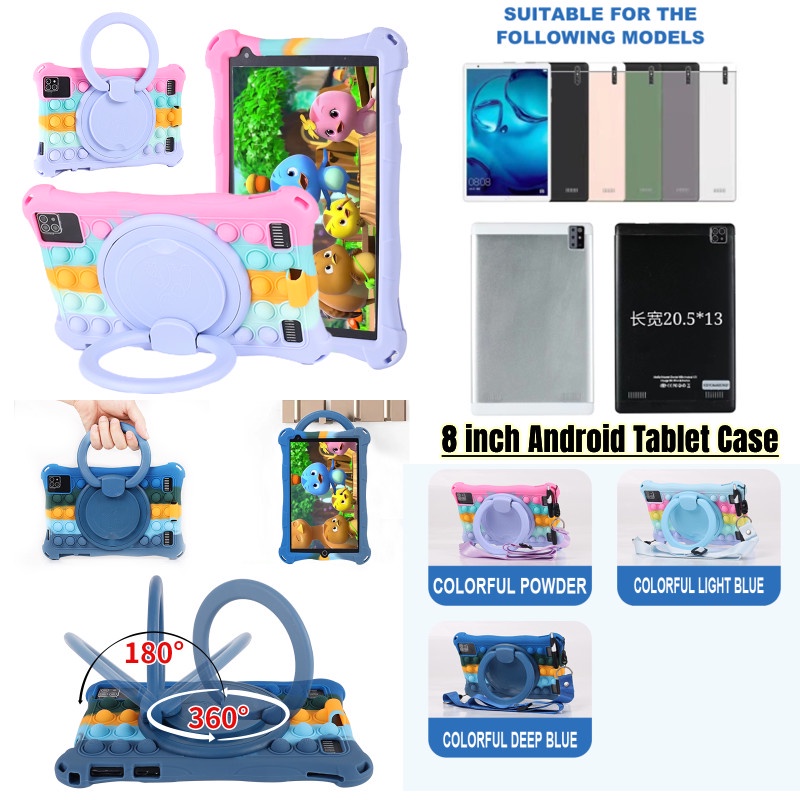 เคสซิลิโคน ป้องกันรอย ขาตั้งหมุนได้ 360 องศา สําหรับ Inovo I-Tab Tab705a 8 นิ้ว Android Itab 705A