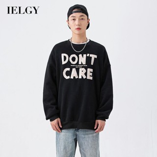 Ielgy เสื้อยืดลําลอง แขนยาว ทรงหลวม สไตล์อเมริกัน สตรีท สําหรับผู้ชาย