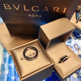 Bvlgari แหวนเซรามิค ลายคนดังน้อย สีดํา P831