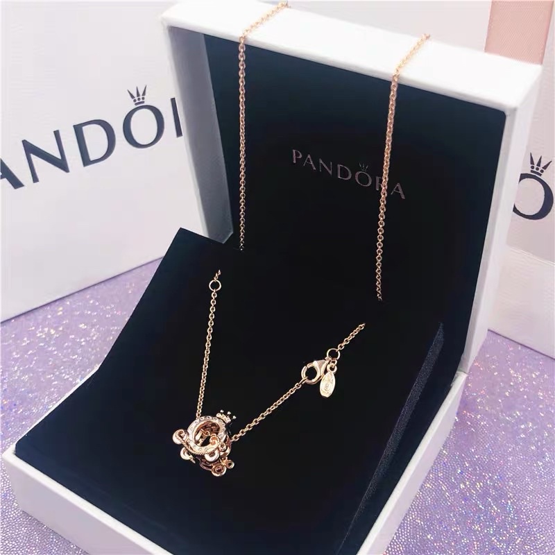 [พร้อมส่งทีไทย]Pandora สร้อยคอ สร้อยคอพร้อมจี้ แฟชั่น Shining Crown Carriage Necklace ของขวัญสำหรับคนพิเศษ ของแท้ P38P42
