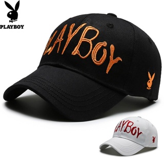 Playboy หมวกเบสบอล ผ้าฝ้าย ปักลายโลโก้ ขนาดใหญ่ สไตล์เกาหลี สําหรับผู้ชาย และผู้หญิง