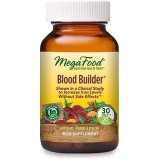 MegaFood Blood Builder 30 Tablets ผลิตภัณฑ์เสริมธาตุเหล็ก ( Iron ) บำรุงเลือด ไม่คลื่นไส้หรือท้องผูก วิตามิน B12 โฟลิก