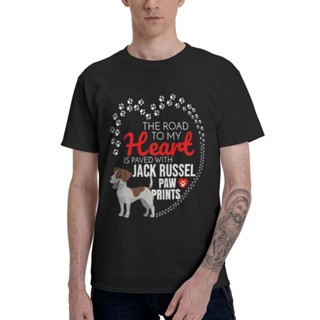 [COD]เสื้อยืดแขนสั้น พิมพ์ลายกราฟฟิค The Road To My Heart Is Paved With Jack Russell Terrier Paw แนวคลาสสิก สําหรับผู้ชา