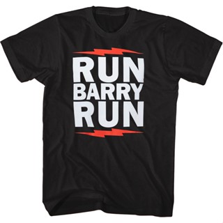 Run Barry Run The Flash DC Comics T-Shirt เสื้อยืดแขนสั้น เสื้อคู่วินเทจ