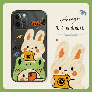 Rabbit taking pictures for เคสไอโฟน iPhone　13 14 11 12 pro max เคส 14 plus 7 8 plus case X Xr Xs Max cover TPU เคส นิ่ม