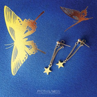 Falling Gold Star Earring : ต่างหู ตุ้มหู ดาวตก สีทอง