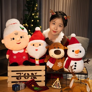 ตุ๊กตาซานตาคลอสน่ารักตุ๊กตาของเล่นตุ๊กตาคริสต์มาสกวางมนุษย์หิมะตุ๊กตาตกแต่งเทศกาลคริสต์มาส