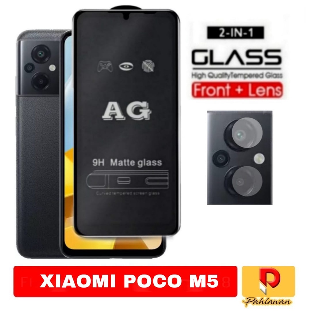 แพคเกจ 2 INC 1 กระจกนิรภัย AG Matte Glass XIAOMI POCO M5 Anti oil