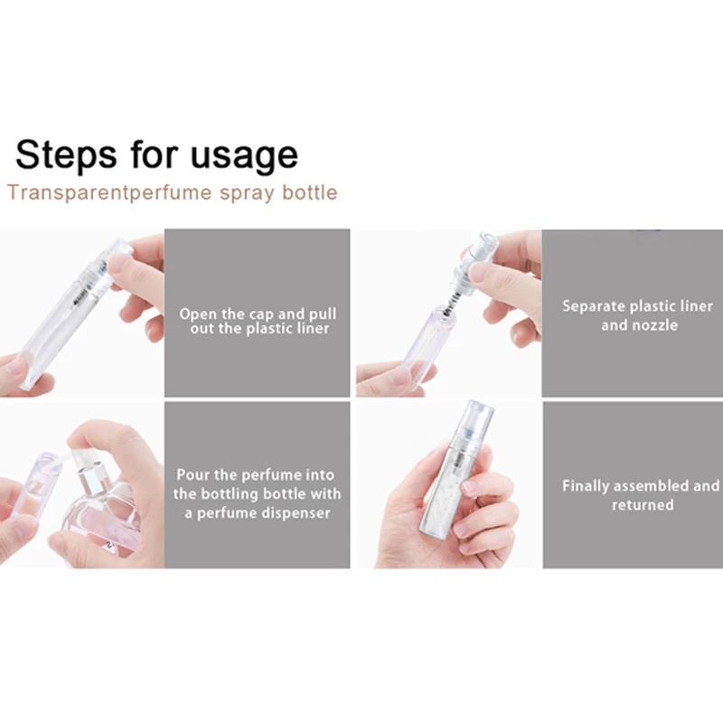 100 ชิ้นพลาสติกใสสเปรย์ขวด 2ML 3ML 5ML 8ML 10ML ขนาดเล็กบรรจุเครื่องสําอาง Atomizer น้ําหอมขวด Atomizing สเปรย์ Liquid คอนเทนเนอร์ - รูปที่ 3