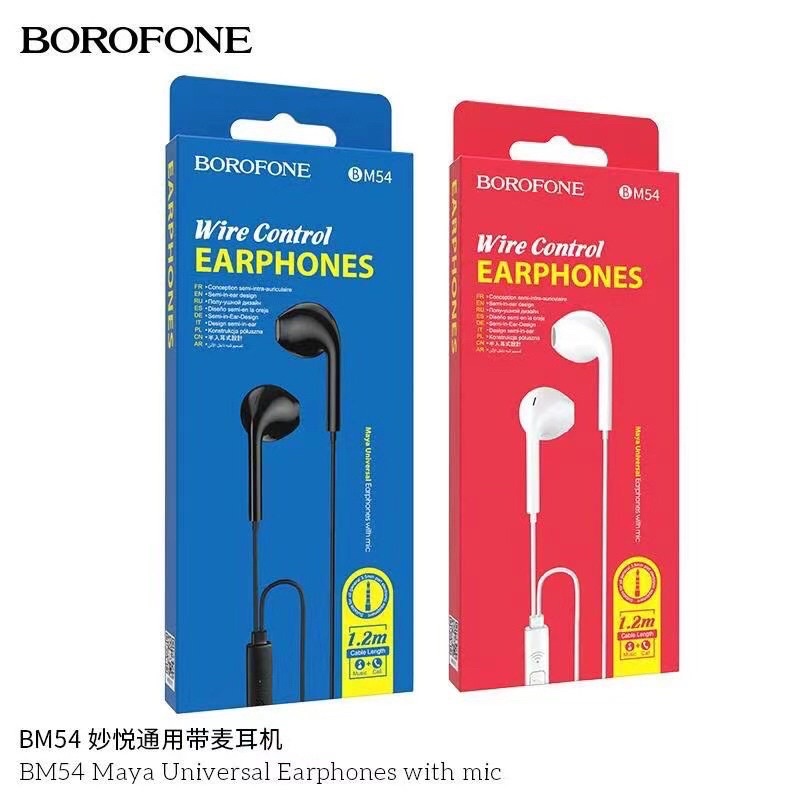 (BM54) Borofone หูฟัง BM54 Small talk earphones with microphone สายยาว1.2เมตร หูฟังมีสายแจ๊ค3.5 หูฟั