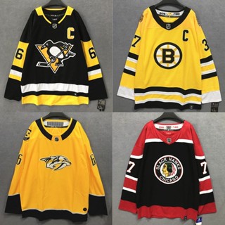 เสื้อกีฬาเบสบอลแขนยาว ลาย Nhl Hockey Jersey Hockey สไตล์ฮิปฮอป อเมริกา ยุโรป สตรีท