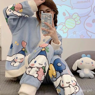 ฤดูใบไม้ร่วงและฤดูหนาวใหม่ชุดนอนสตรีหนาการ์ตูนน่ารักสักหลาด homewear ชุด SD4921