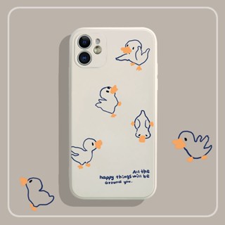 Cute duckling เคสไอโฟน 7 8 Plus 13 14 pro max iPhone 14 11 12 case Se 2020 8พลัส เคส X Xr Xs Max frosted phone cover TPU