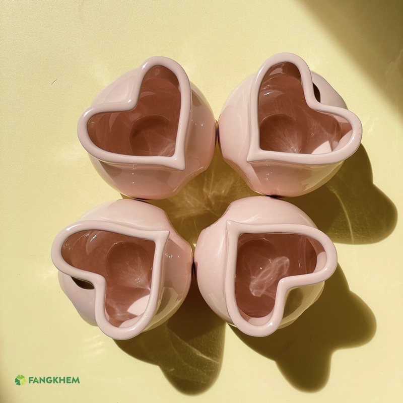 ชุดครอบแก้วหัวใจ เบอร์ 4 สีชมพู ทำจากเซรามิกพรีเมียม ถ้วยครอบแก้วไฟใช้สำหรับนวดสปา (Heart cupping shaped) By Fangkhem - รูปที่ 3