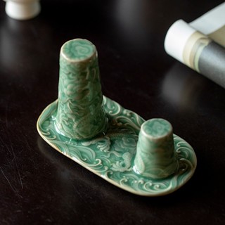 Yue Kiln Celadon ชั้นวางหม้อชาเซรามิค สีม่วง สําหรับครัวเรือน