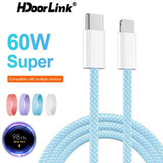 Hdoorlink PD 3A 60W สายเคเบิล USB C สําหรับ I-Phone 14 13 12 Pro Max 1 เมตร สายชาร์จข้อมูล ชาร์จเร็ว สําหรับ Samsung Xiaomi