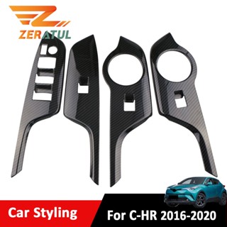 Zeratul สติกเกอร์โครเมี่ยม LHD RHD ติดปุ่มยกหน้าต่างรถยนต์ สําหรับ Toyota C-HR CHR 2016-2020