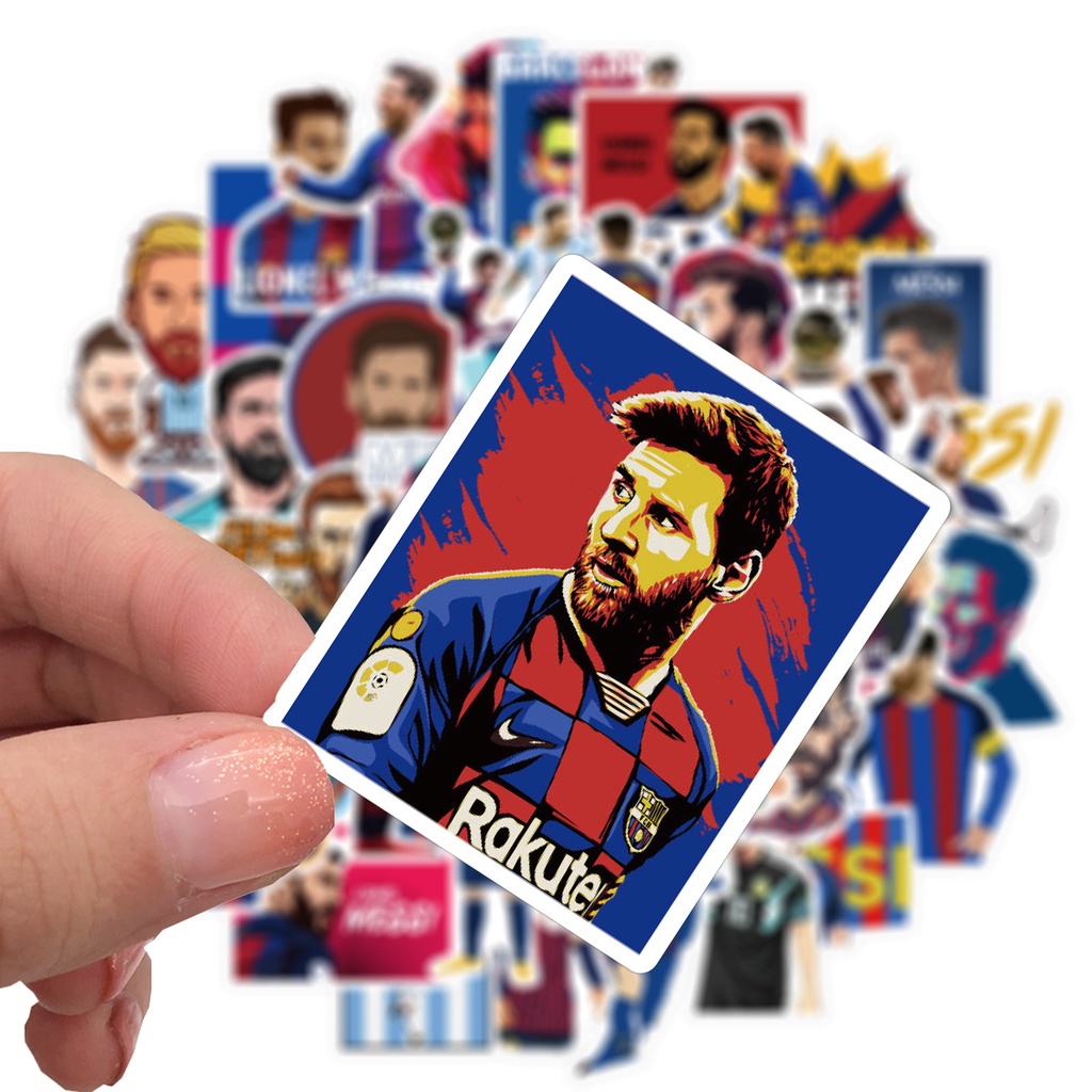 พร้อมส่ง Messi เมสซิ FOOTBALL worldcup sticker สติกเกอร์กันน้ำรูปแบบที่แตกต่างกัน 50ชิ้น